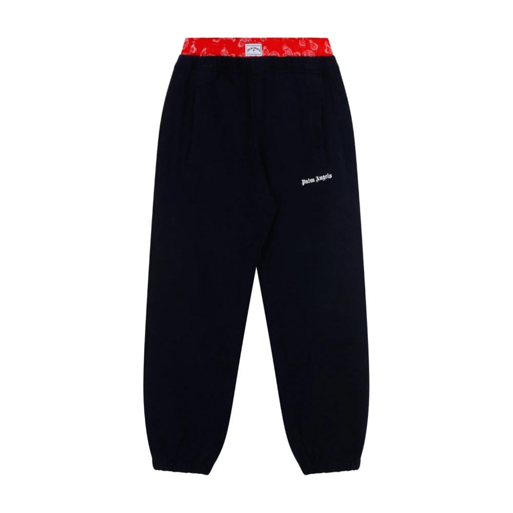 Palm Angels , Sweatpants, Male, Blue, 12 Y, Navy Blue And Red Cotton Track Trousers