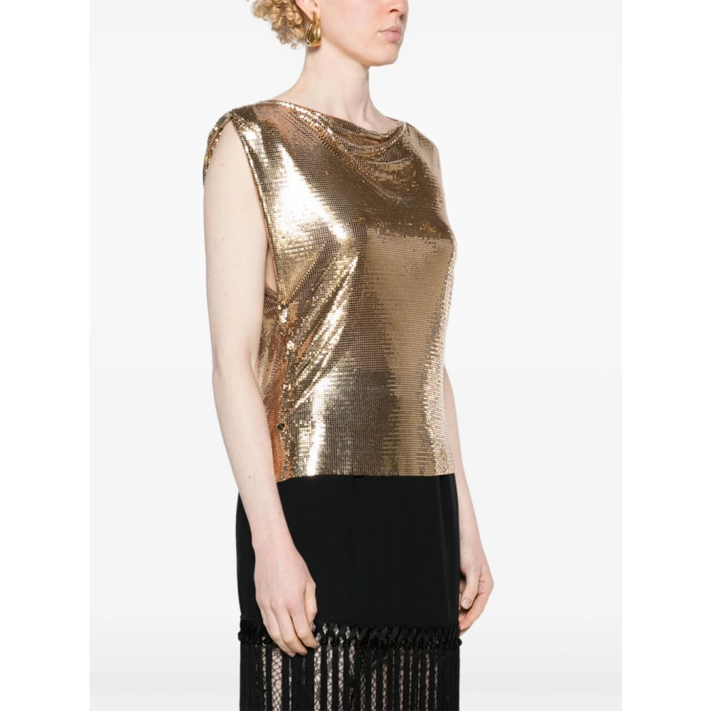 Paco Rabanne Gedrapeerd Gouden Top Yellow Dames
