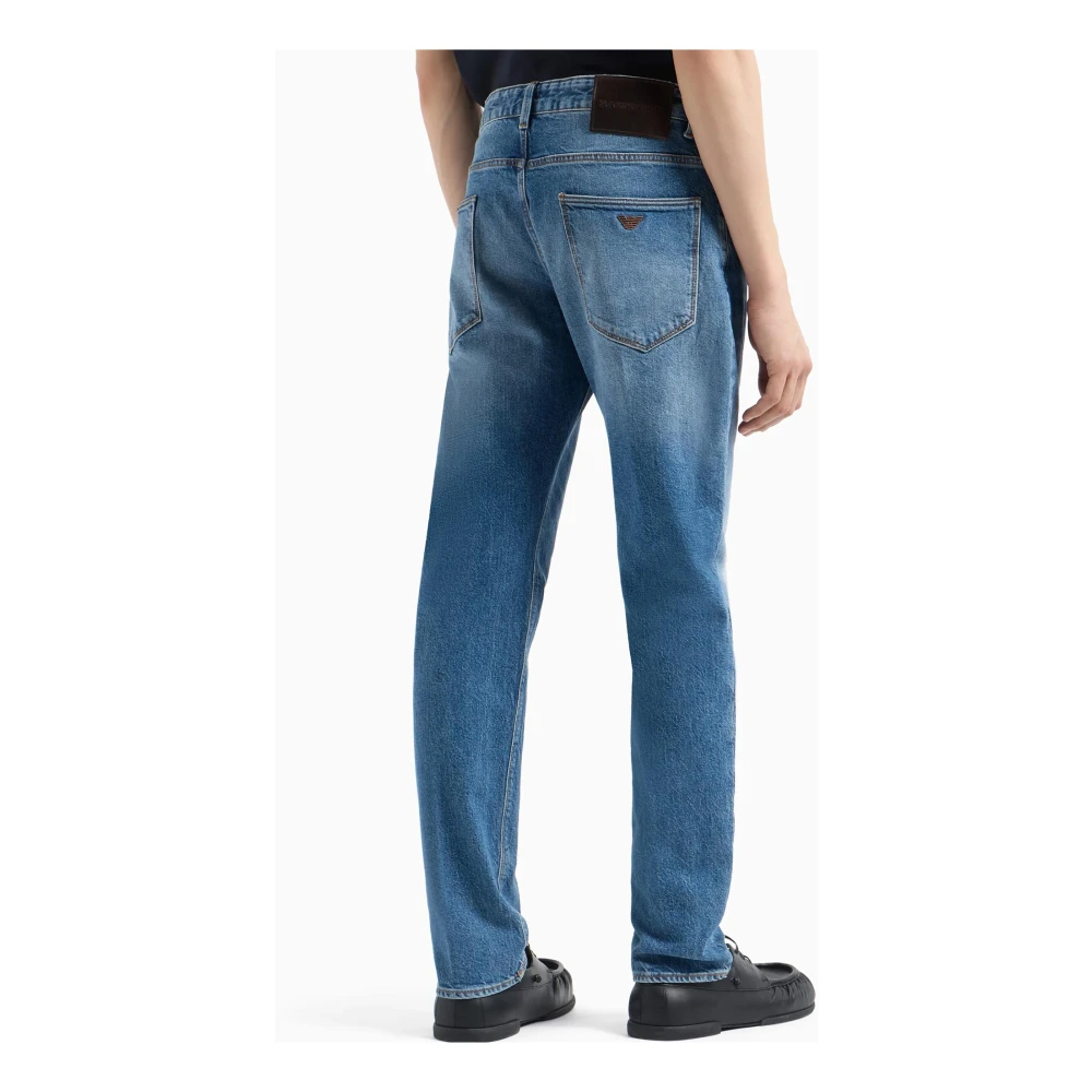 Emporio Armani Slim Fit Denim Jeans Lage Taille Blue Heren
