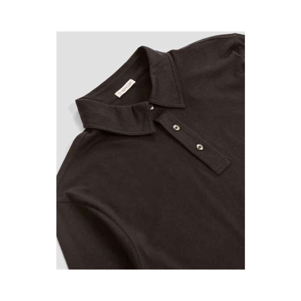 Moncler Bruine LS Polo Shirt met Knopen Brown Heren