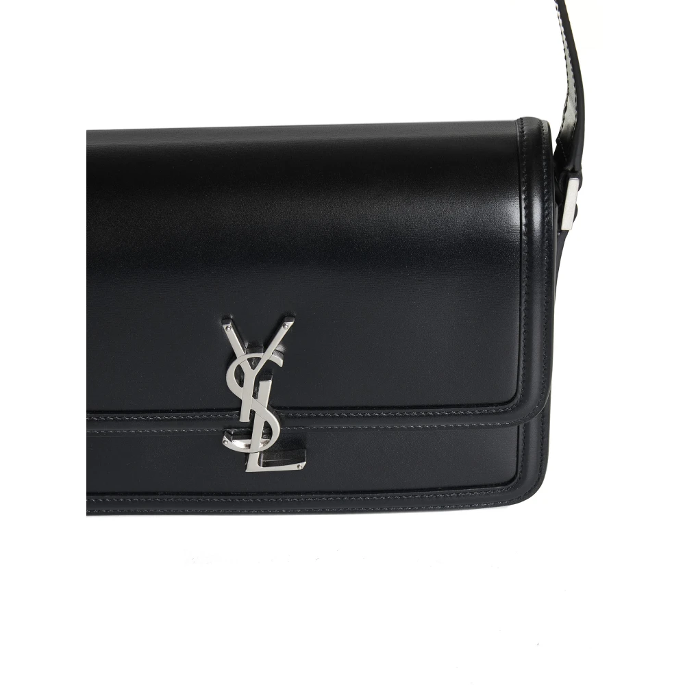 Saint Laurent Zwarte Monogram Logo Leren Messenger Tas Black Heren