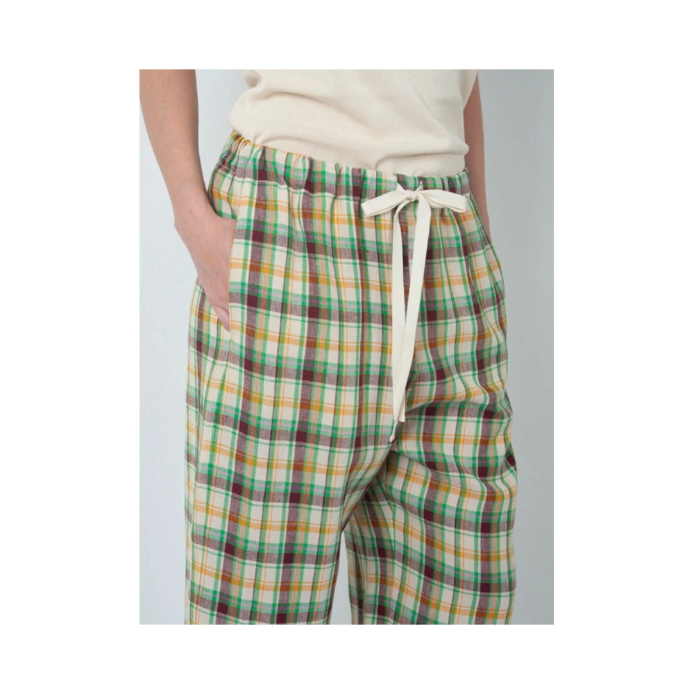 Phisique du Role Geruite Linnen Wijde Pijp Broek Multicolor Dames