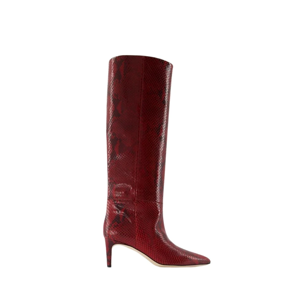 Paris Texas Burgundy Python Läder Stiletto Stövlar Red, Dam