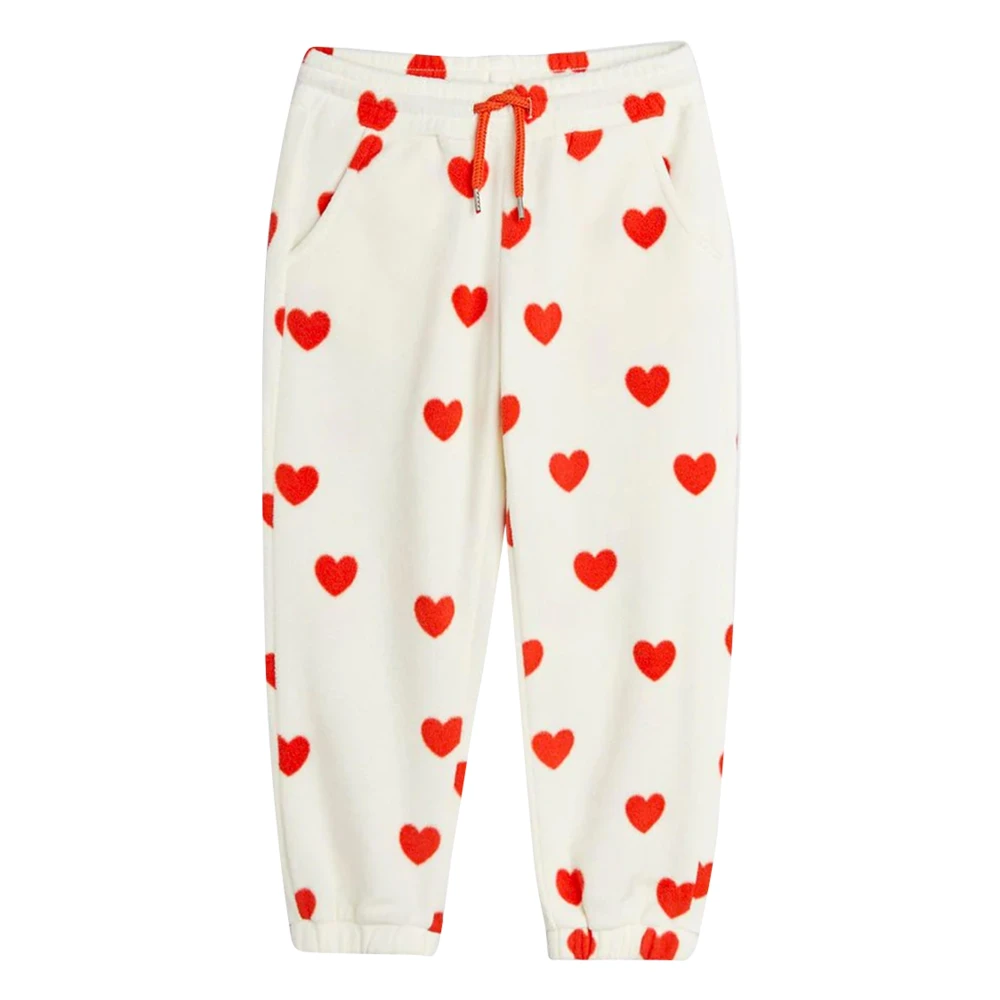 Mini Rodini Girls Multicolor Trousers, 6 Y, Pantalone Sportivo In Pile Con Cuori