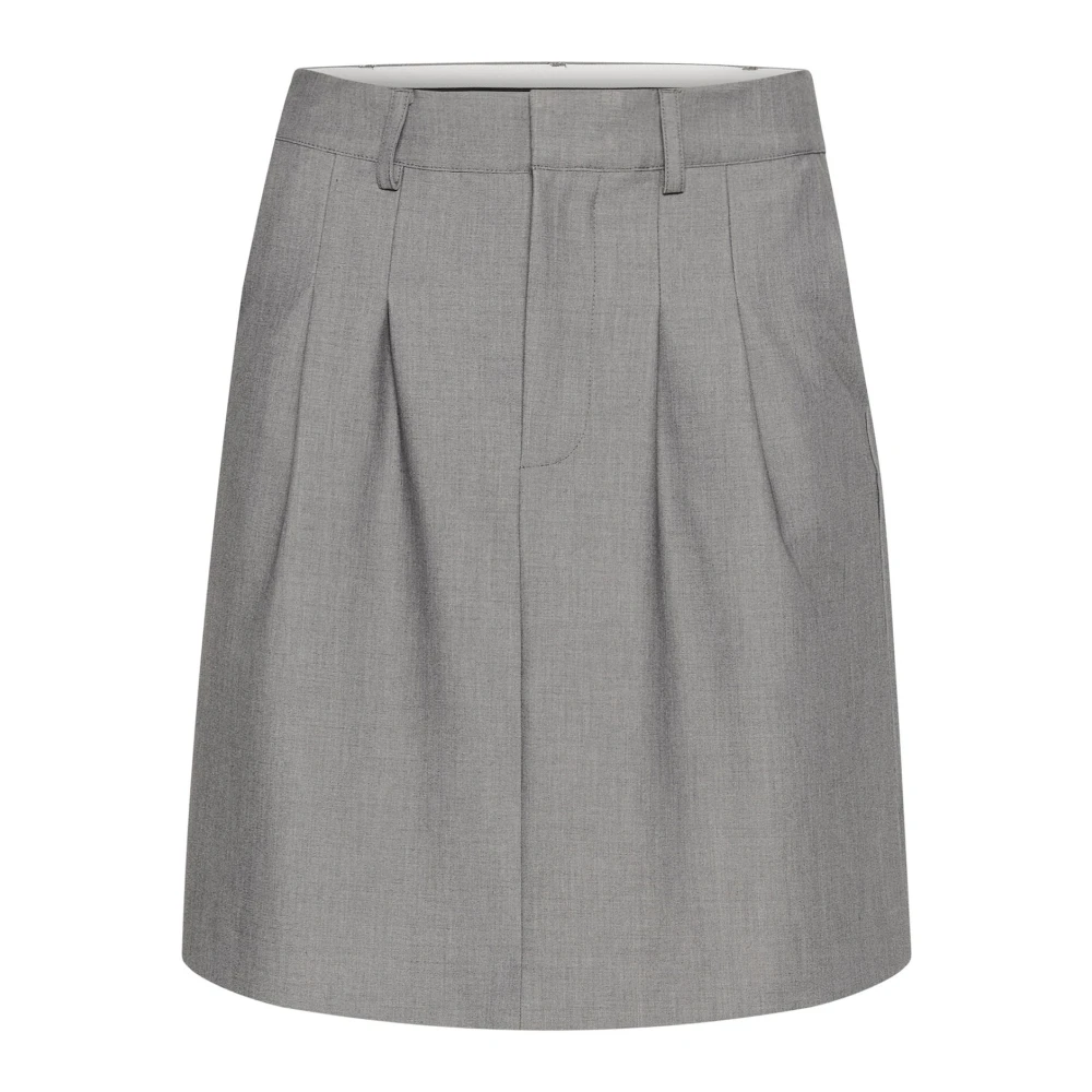 Kaffe Grijze Melange Rok met Hoge Taille Gray Dames