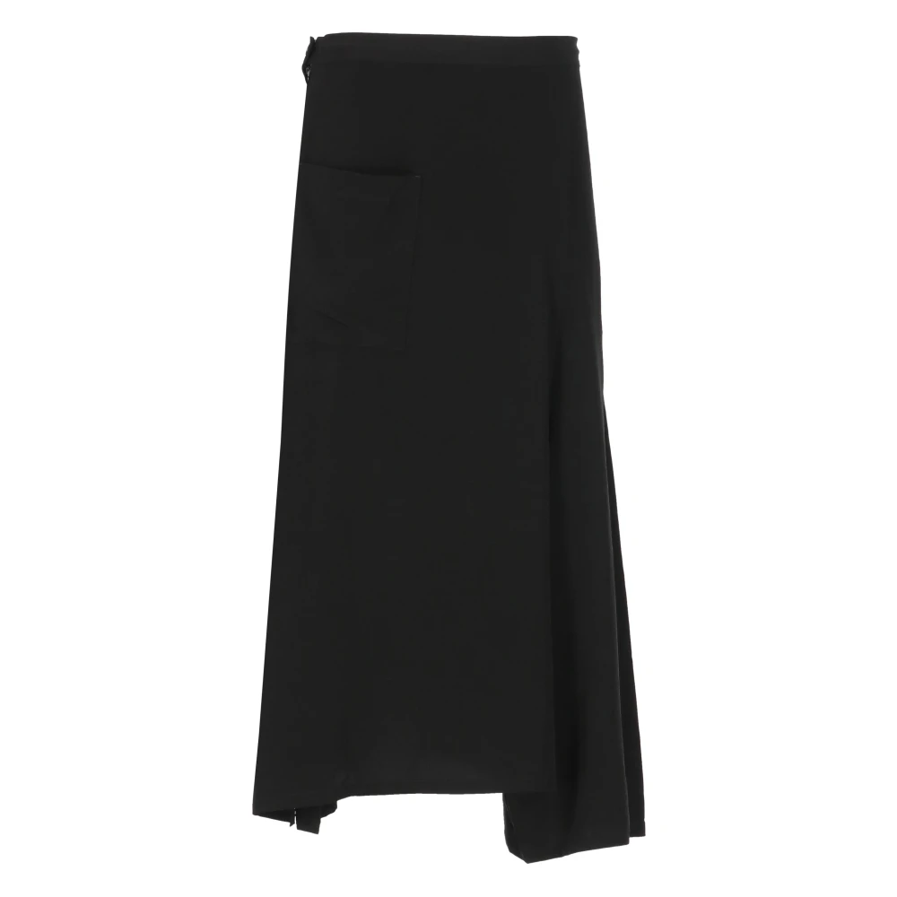 Y-3 Zwarte Asymmetrische Rok met Zijrits Black Dames