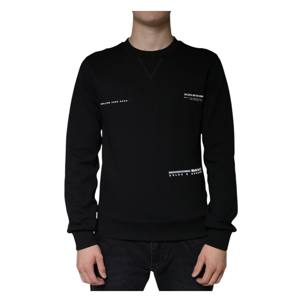 Dolce & Gabbana Men's Black Logo Print Crewneck Sweatshirt