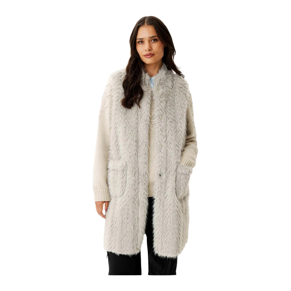 In Front Women's Gray Waistcoats, M, Faux Fur Vest Grey