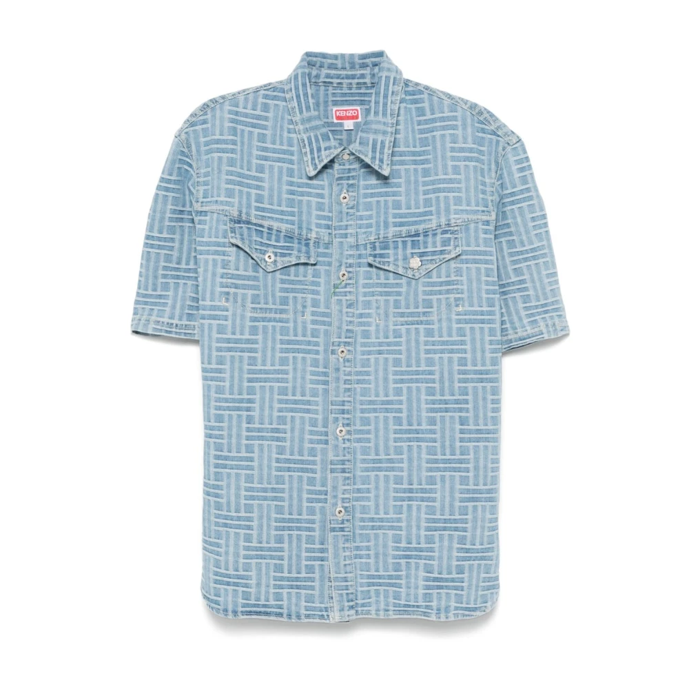 Kenzo Blauwe Button-Up Shirt met Zakken Blue Heren