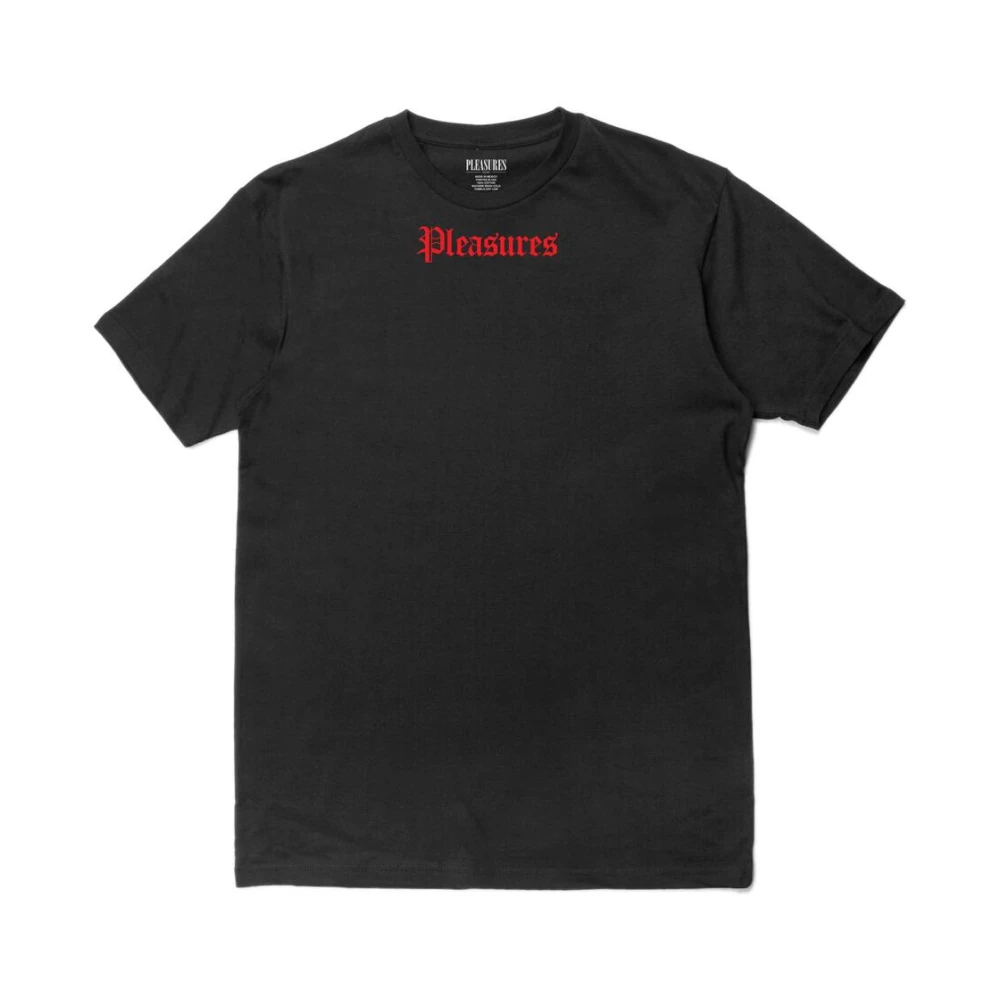 Pleasures Zwart Katoenen T-shirt met Borstprint Black Heren