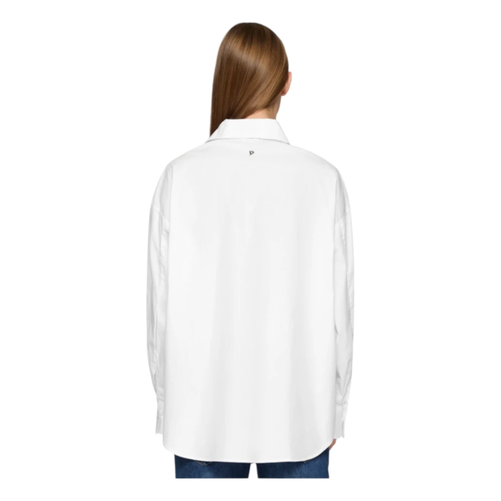 Dondup Witte Oversized Poplin Shirt met Zakken White Dames