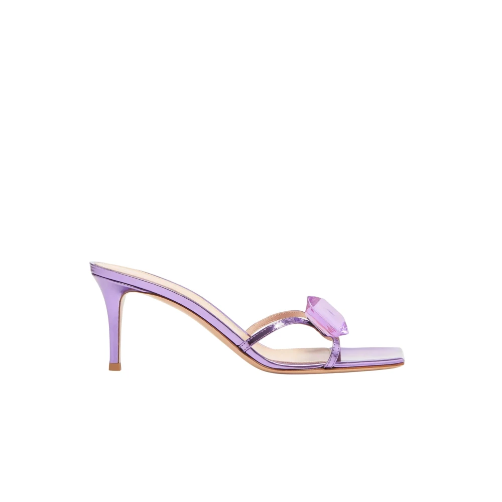 Gianvito Rossi Women's Purple Heeled Mules, 4 Uk, Jaipur Metallic Stiletto Flip-Flops