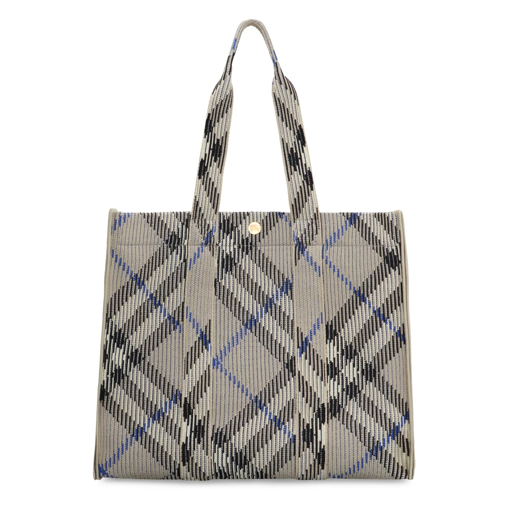 Burberry Check Motif Canvas Tote Bag Gray Dames