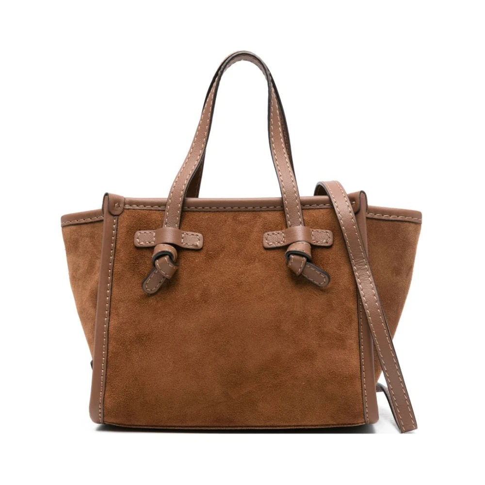 Gianni Chiarini Donna Mini Tote Miss Marcella In Suede E Pelle Cognac Con Impunture A Vista - Immagine 3