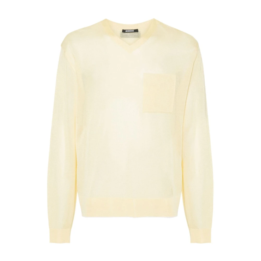 Jacquemus Fijngebreide V-hals trui Yellow Heren