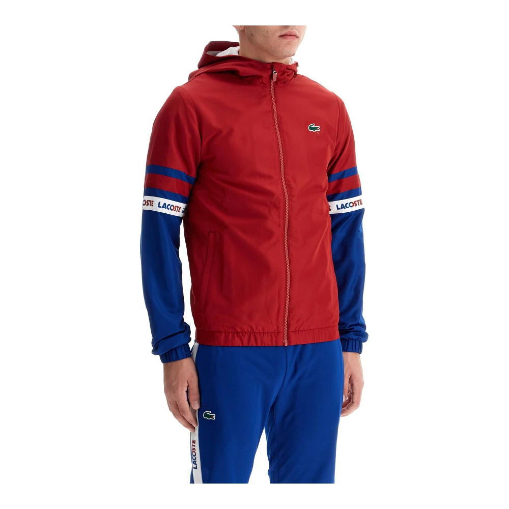 Lacoste Sportjack met Contrasterende Mouwen Red Heren