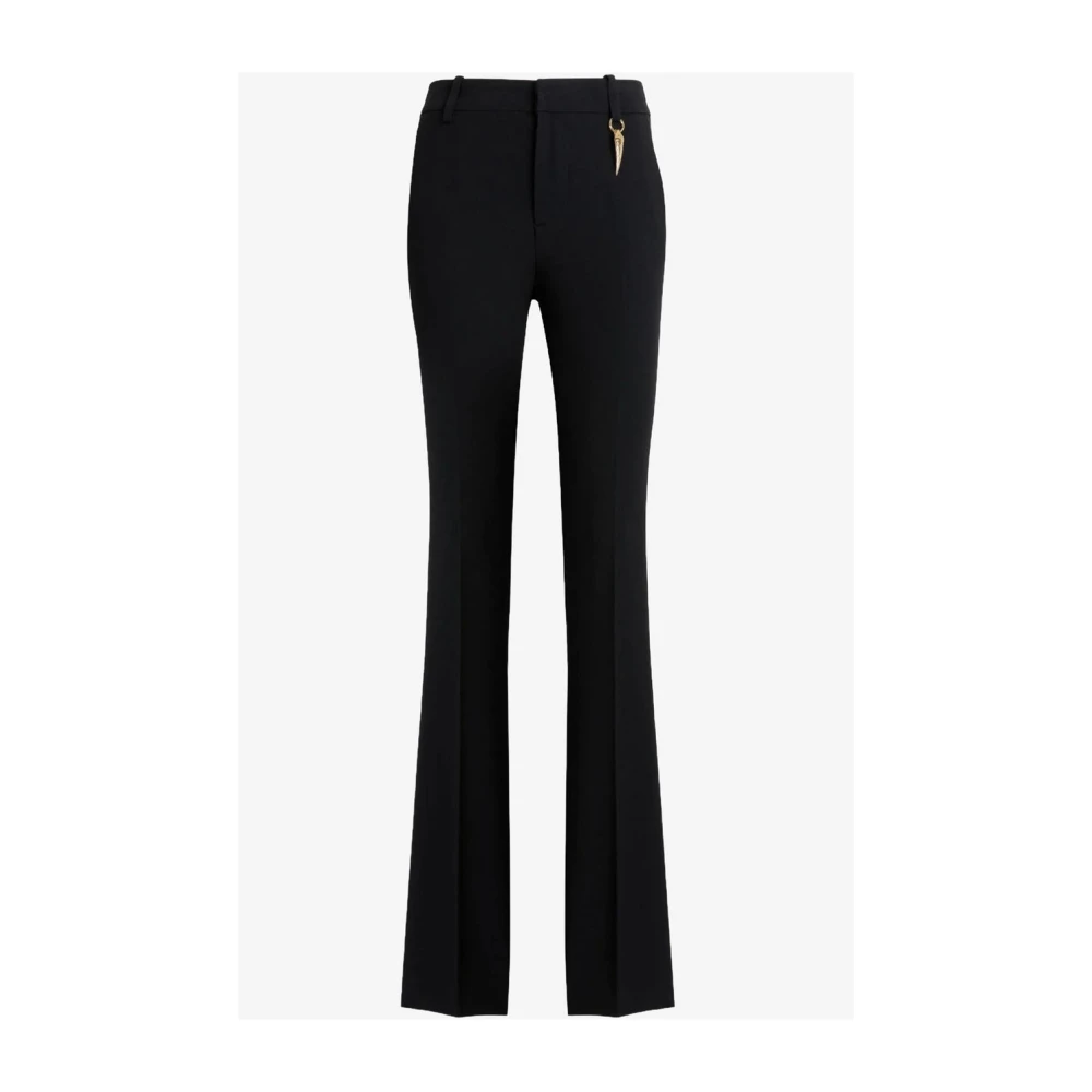 Roberto Cavalli Tailored Flared Broek met Tijgertandhanger Black Dames