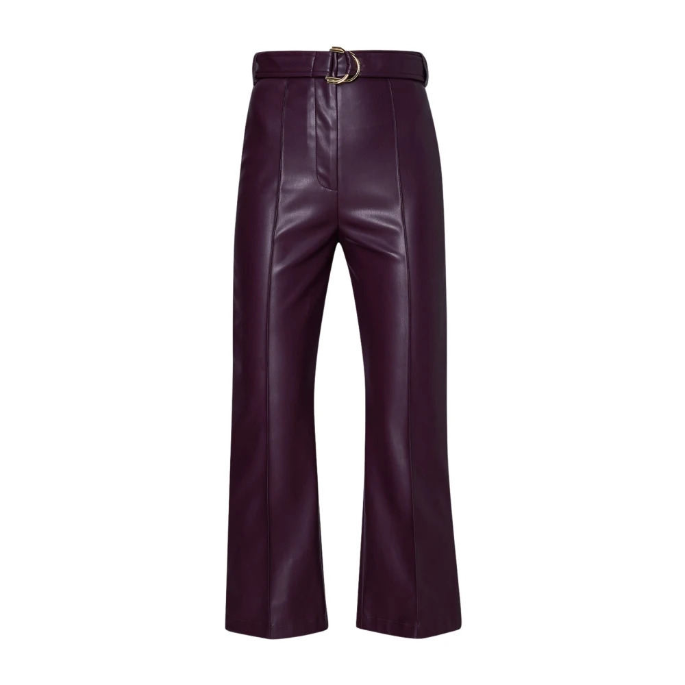 Liu Jo Vrouw Purper Flare Cropped Leren Broek