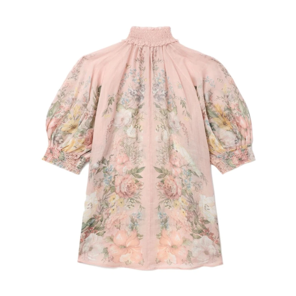 Zimmermann Roze Elastische Blouson Mouw Shirt Multicolor Dames