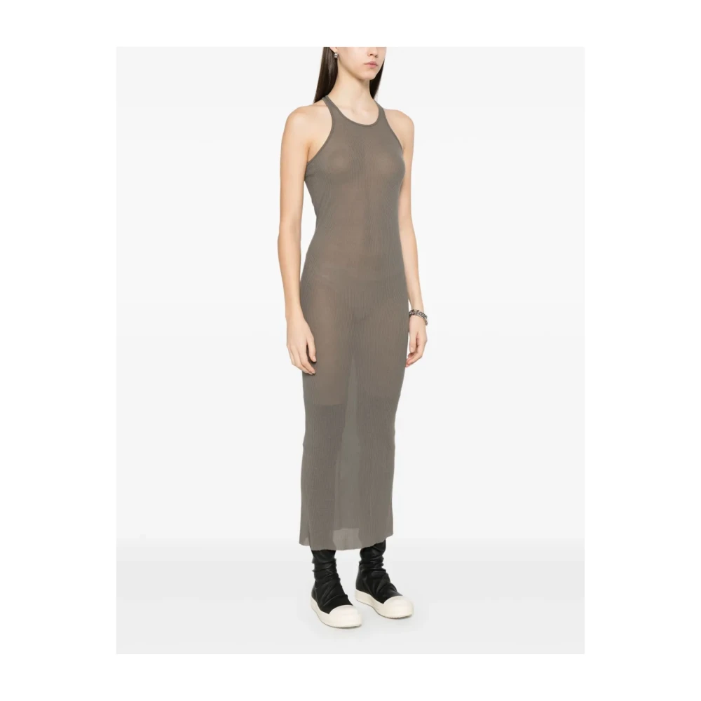 Rick Owens Grijze midi-jurk met onafgewerkte zoom Gray Dames