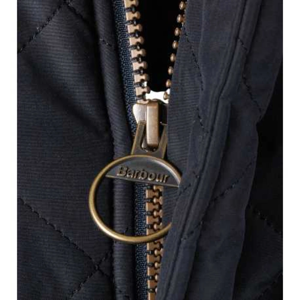 Barbour Navy Gewatteerd Jack Hoge Kraag Achtersplitten Blue Heren