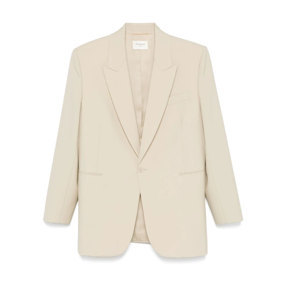 Saint Laurent Beige Jassen met Voorknoopsluiting Beige Dames