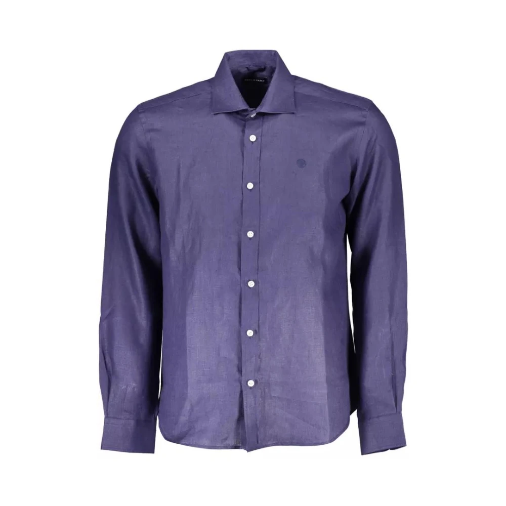North Sails Blauw linnen overhemd voor mannen Blue Heren