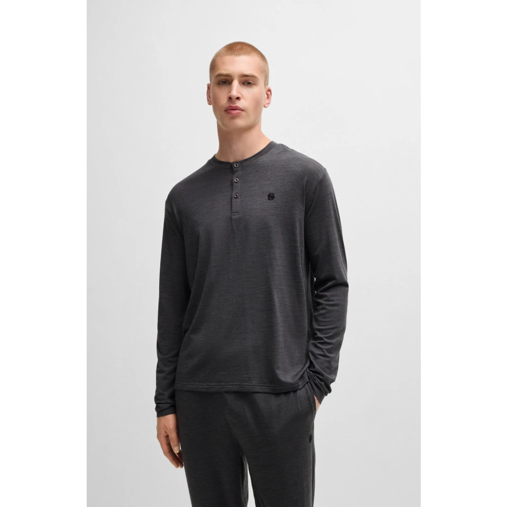 Hugo Boss Merino Long Set Grey Nachtmode Gray Heren