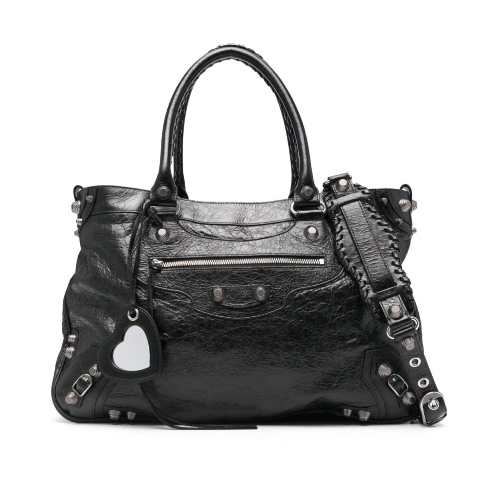 Balenciaga Zwarte Korrelige Leren Tote Tas Black Dames