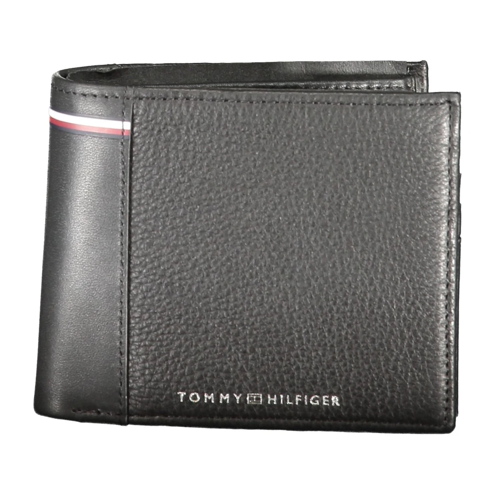 Tommy Hilfiger Zwarte leren portemonnee met meerdere functies Black Heren