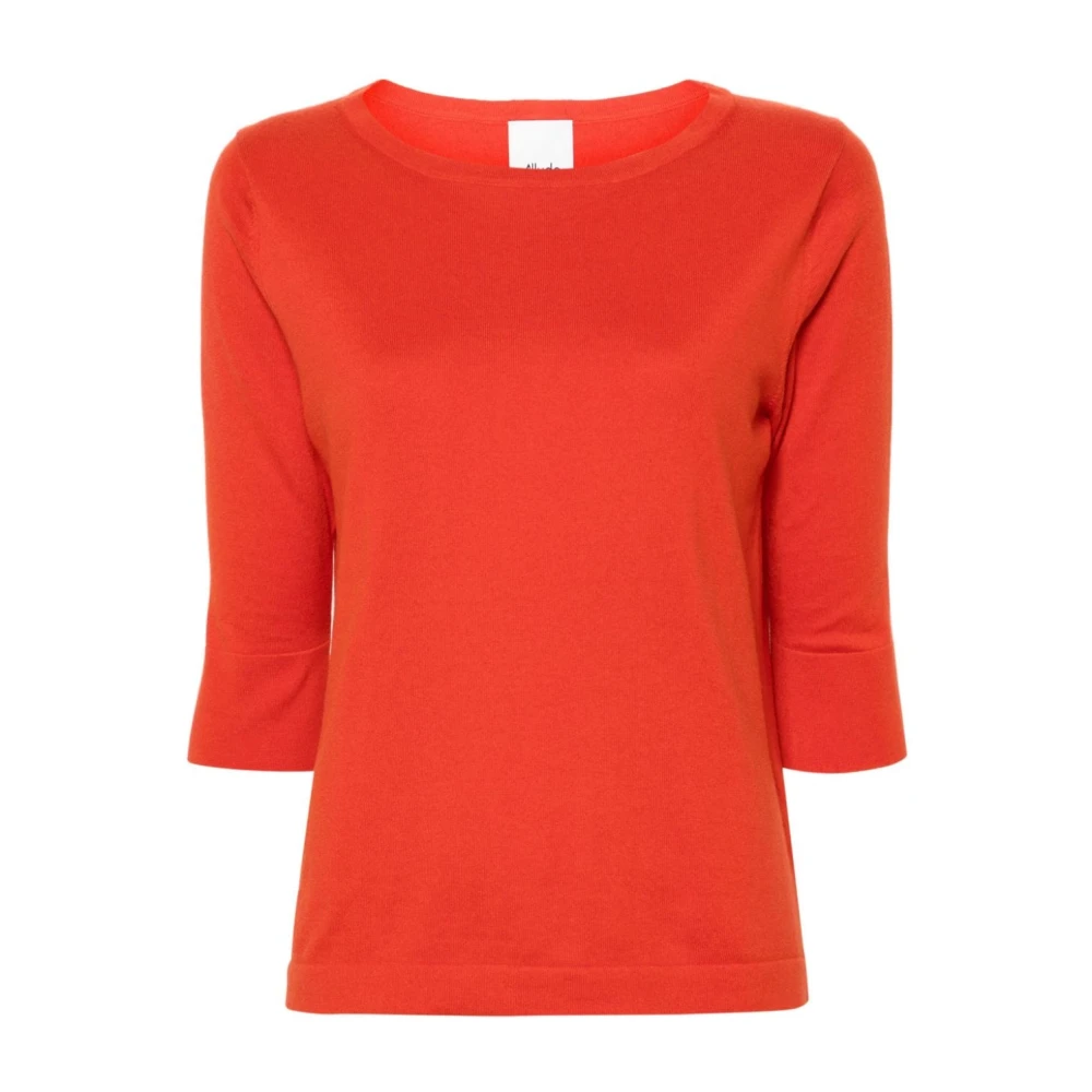Allude Rode Katoenen Crew Neck Sweater Red Dames