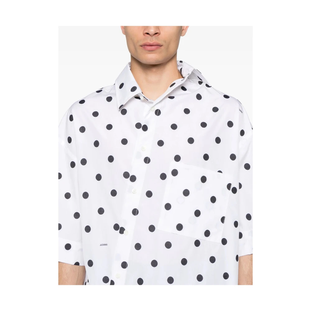 Jacquemus Witte Polka Dot Overhemd Korte Mouwen Multicolor Heren