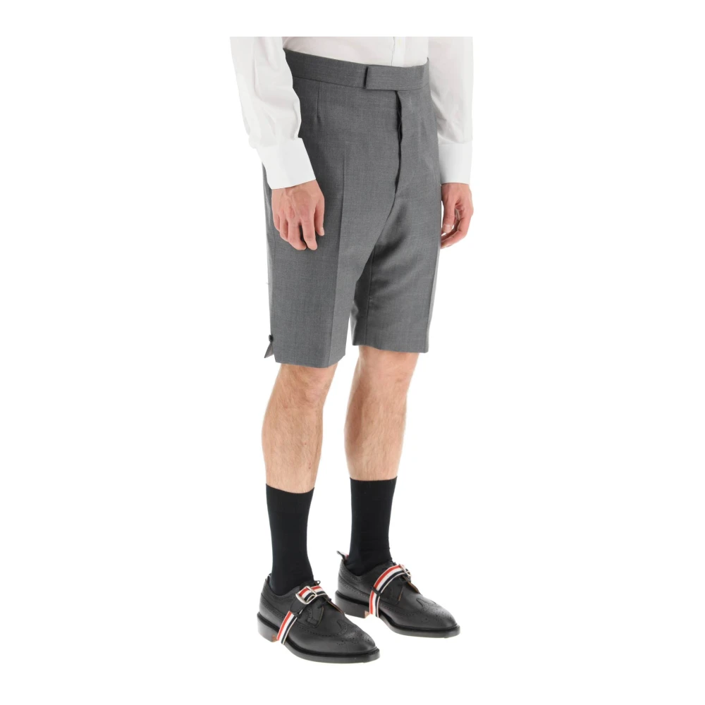 Thom Browne Super 120's Wol Shorts met Achterband Gray Heren