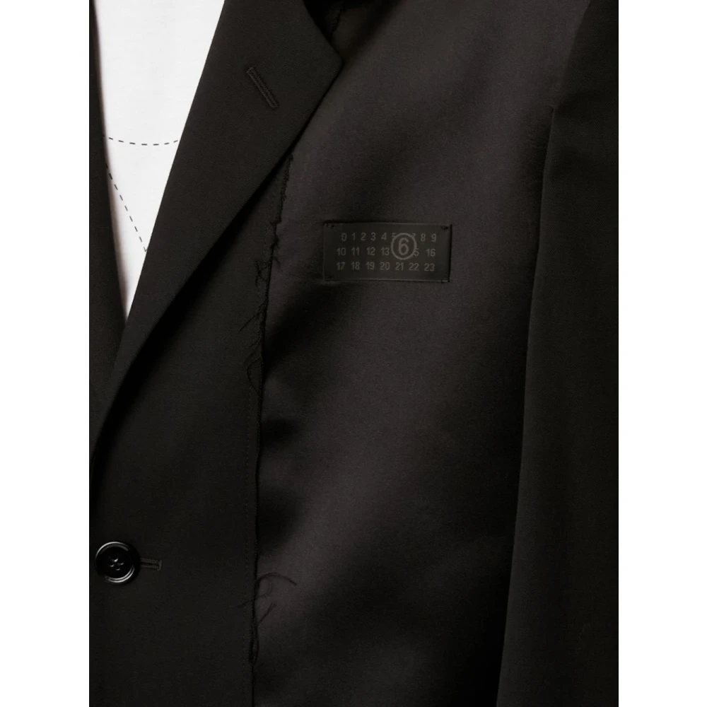 MM6 Maison Margiela Zwarte wollen blend enkelrijig jasje Black Heren