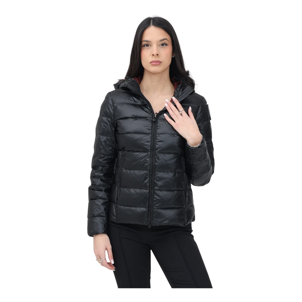 Blauer Zwarte Gewatteerde Pufferjas Vrouwen Black Dames
