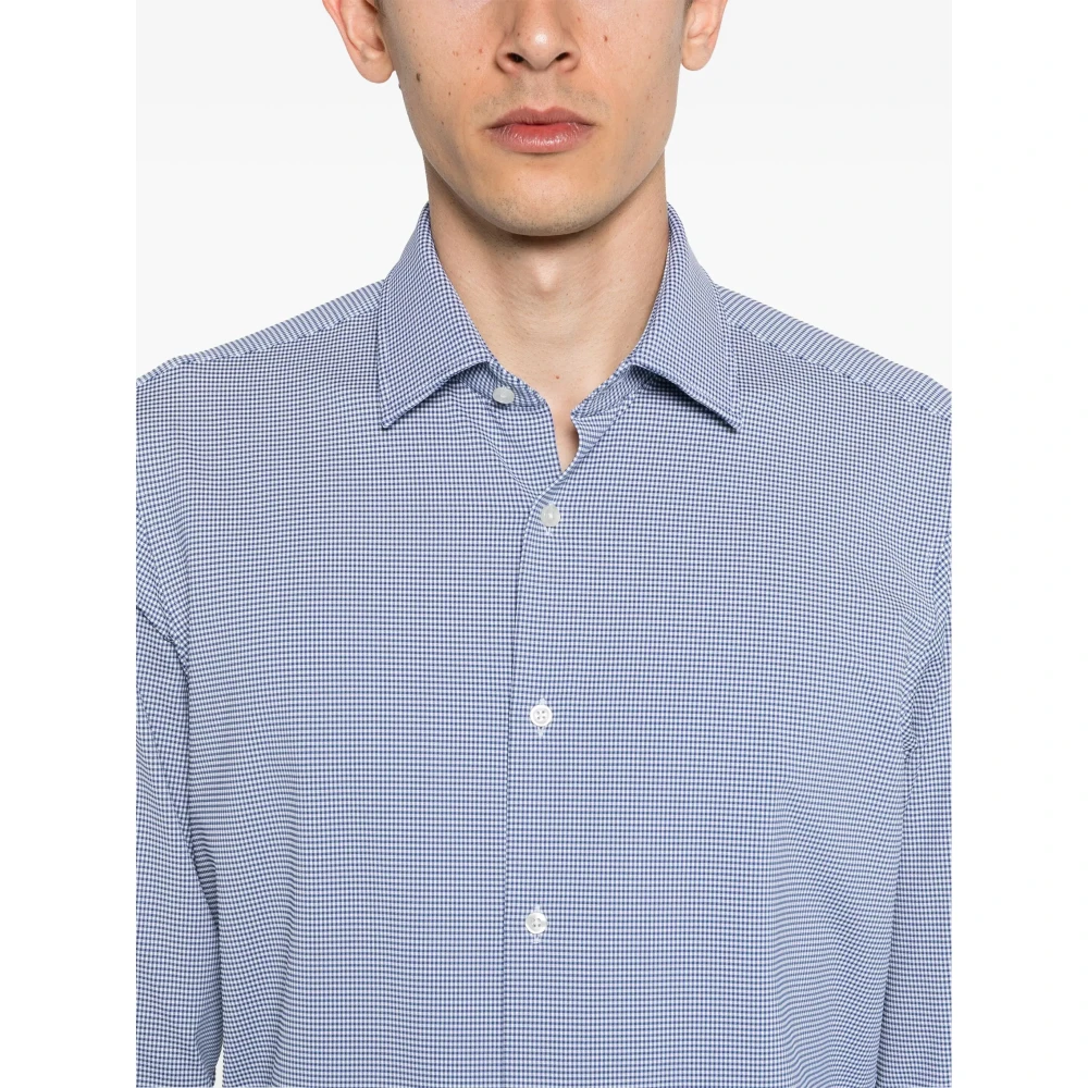 Hugo Boss Stretch shirt met ontwerpcodes Blue Heren