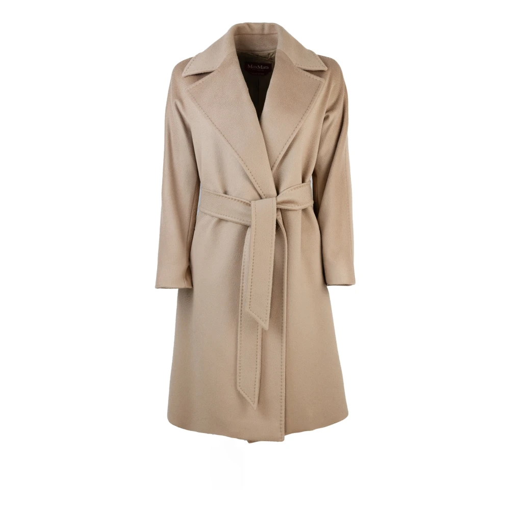 Max Mara Studio Brown Camel Wool Coat - Female - Belted Coats - 3XS - Coats