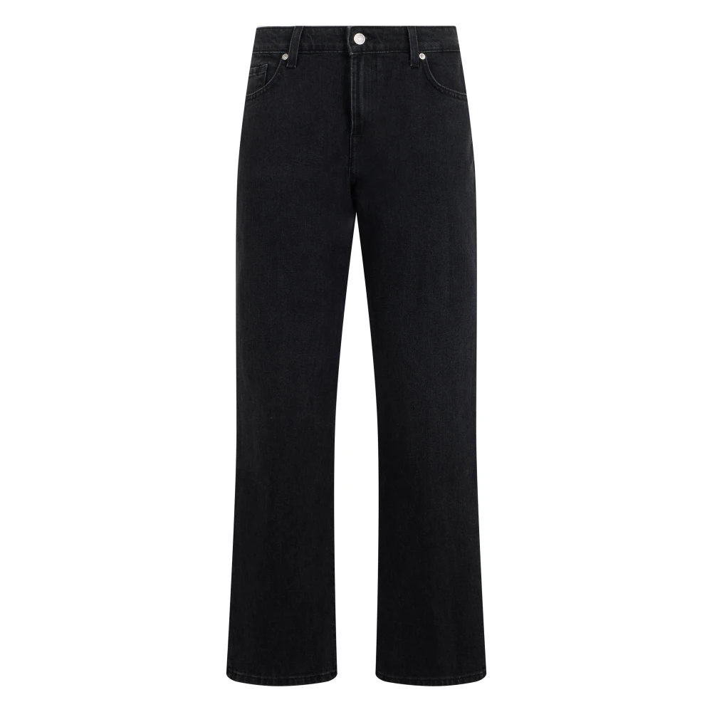 7 For All Mankind Straight Denim Jeans In Cotton - Female - Straight Fit Jeans - Black - W29 - Jeans