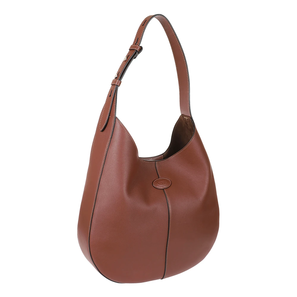 TOD'S Hobo Leren Tas met Logo Brown Dames