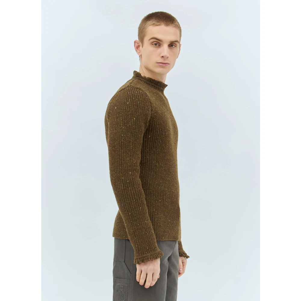 Burberry Fringed Wool Sweater Brown Heren