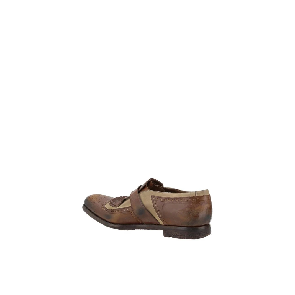 Church's Metalen Gesp Leren Loafers met Blokhak Brown Heren