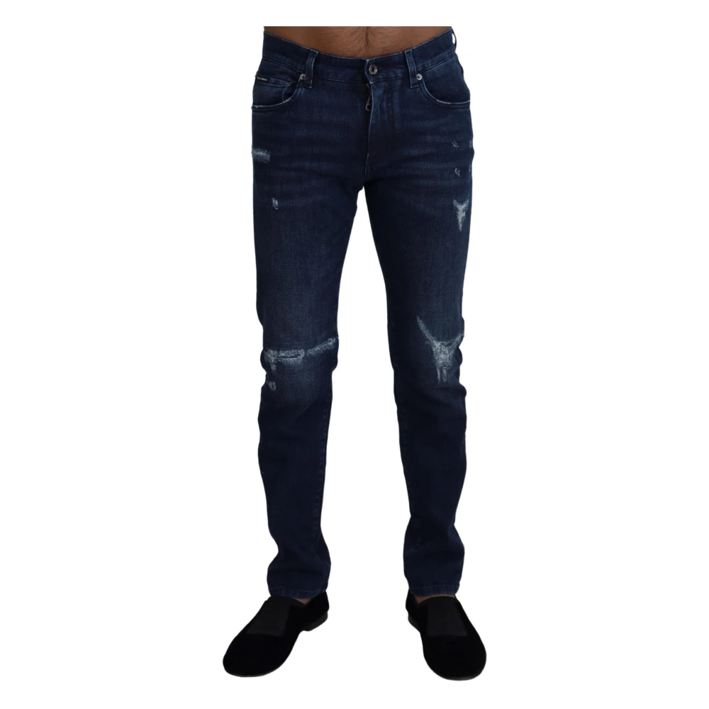 Dolce & Gabbana Men's Blue Slim-Fit Jeans,, Luxury Mainline Denim Jeans Extra Small