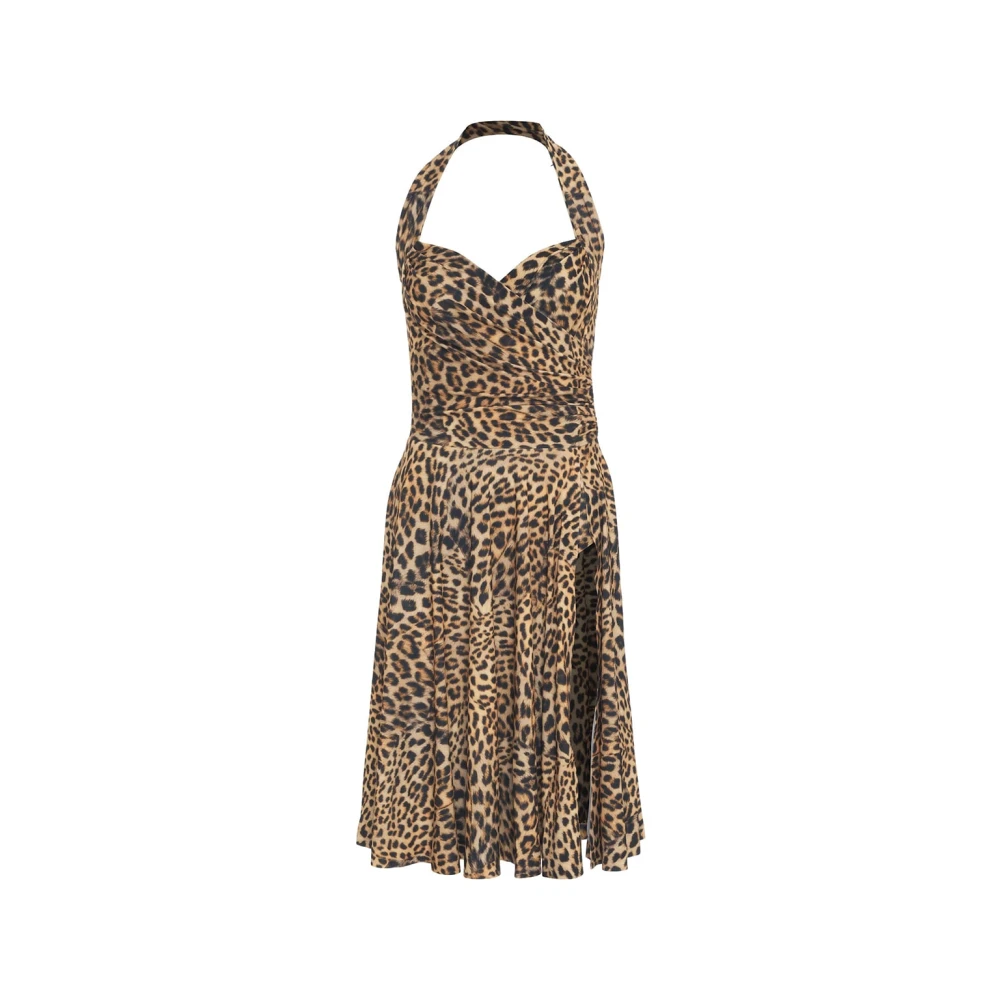 Norma Kamali Bruine Midi Flared Jurk Cayla Brown Dames