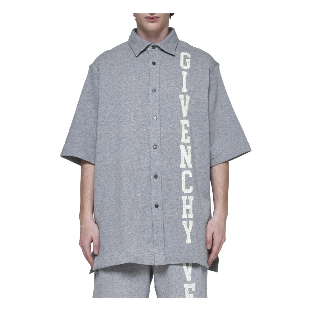 Givenchy Lichtgrijs Gemêleerd Katoenen Jersey T-shirt met Halve Mouwen Gray Heren