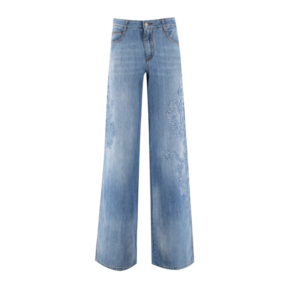 Ermanno Scervino Handgemaakte Denim Palazzo Broek Blue Dames