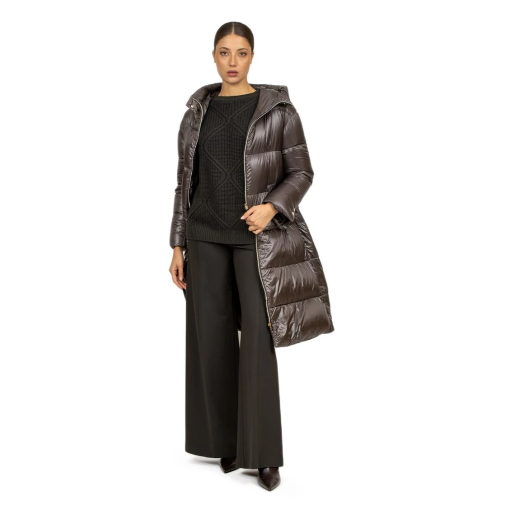Herno Camel Nylon Ultralichte Jas met Capuchon Brown Dames