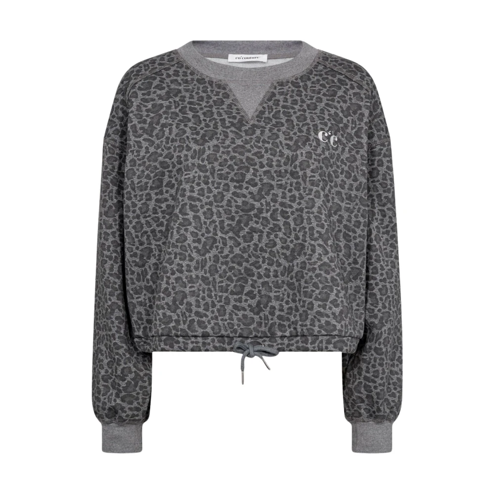 Co'Couture Tie Leo CropCC Sweatshirt Gray Dames