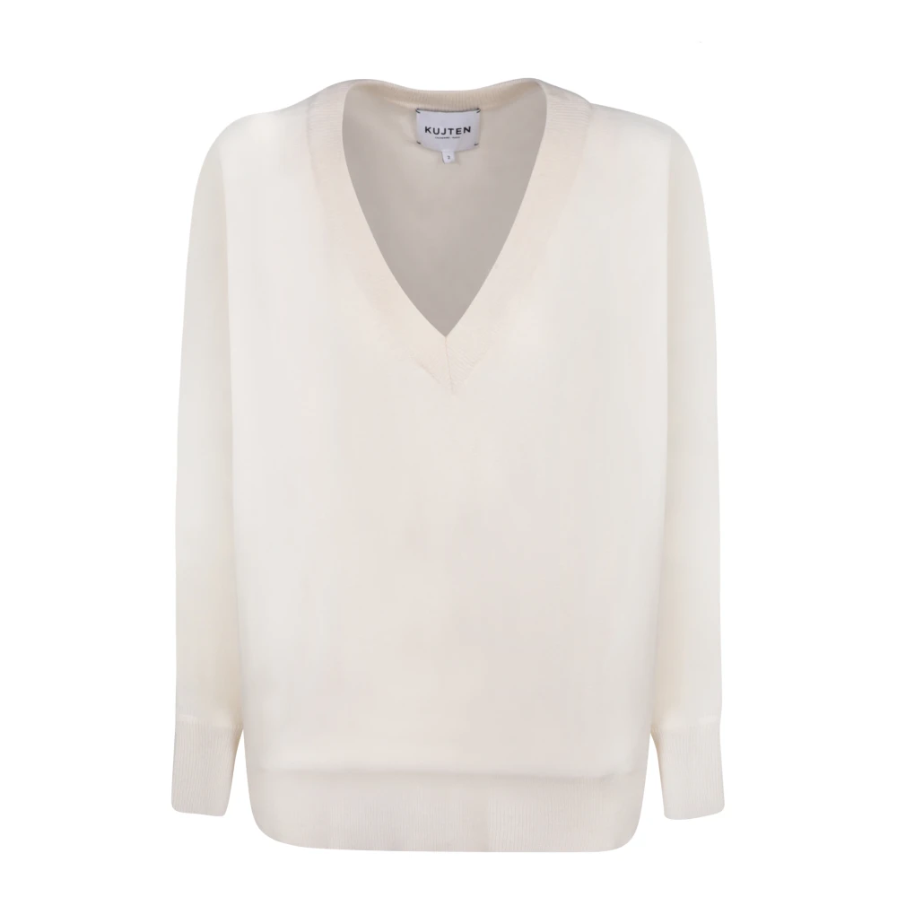 Kujten Women's White Cashmere Knitwear, S, Cashmere Jumper Aw23