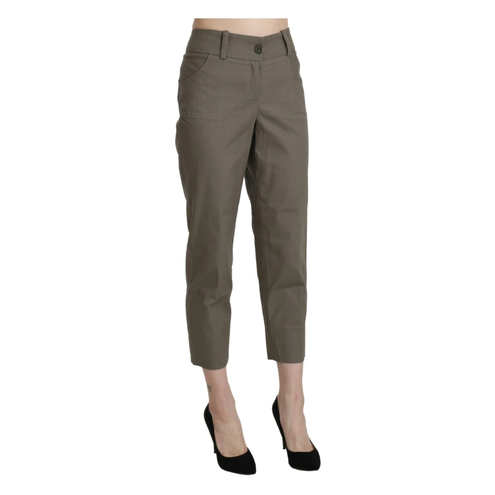 Bencivenga Elegant High Waist Cropped Pants in Gray Dames