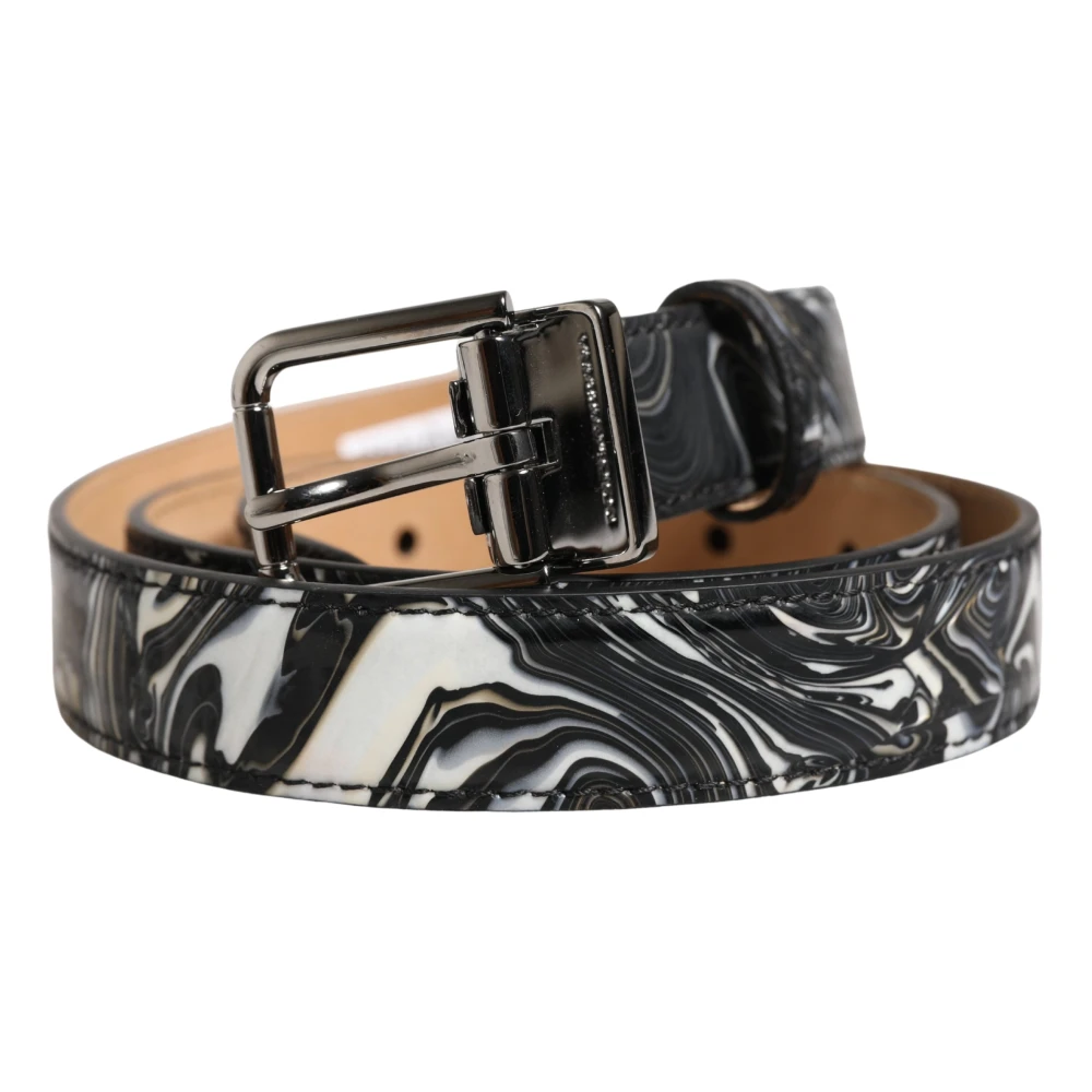 Dolce & Gabbana Men's Black Calf Leather Metal Buckle Belt